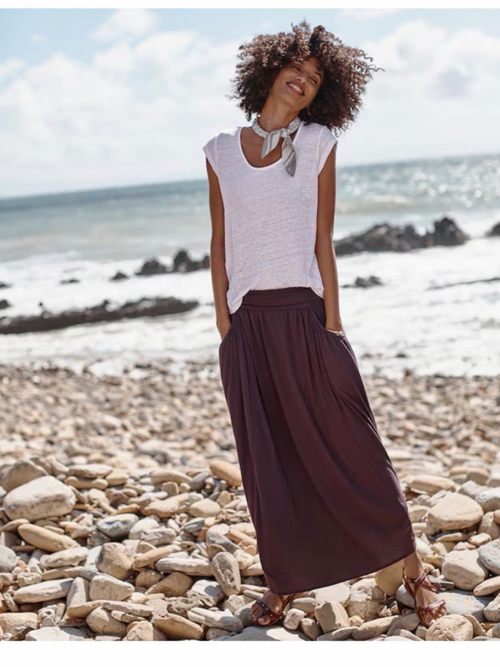 Garnet Hill Favorite Knit Maxi Skirt, color burnt henna